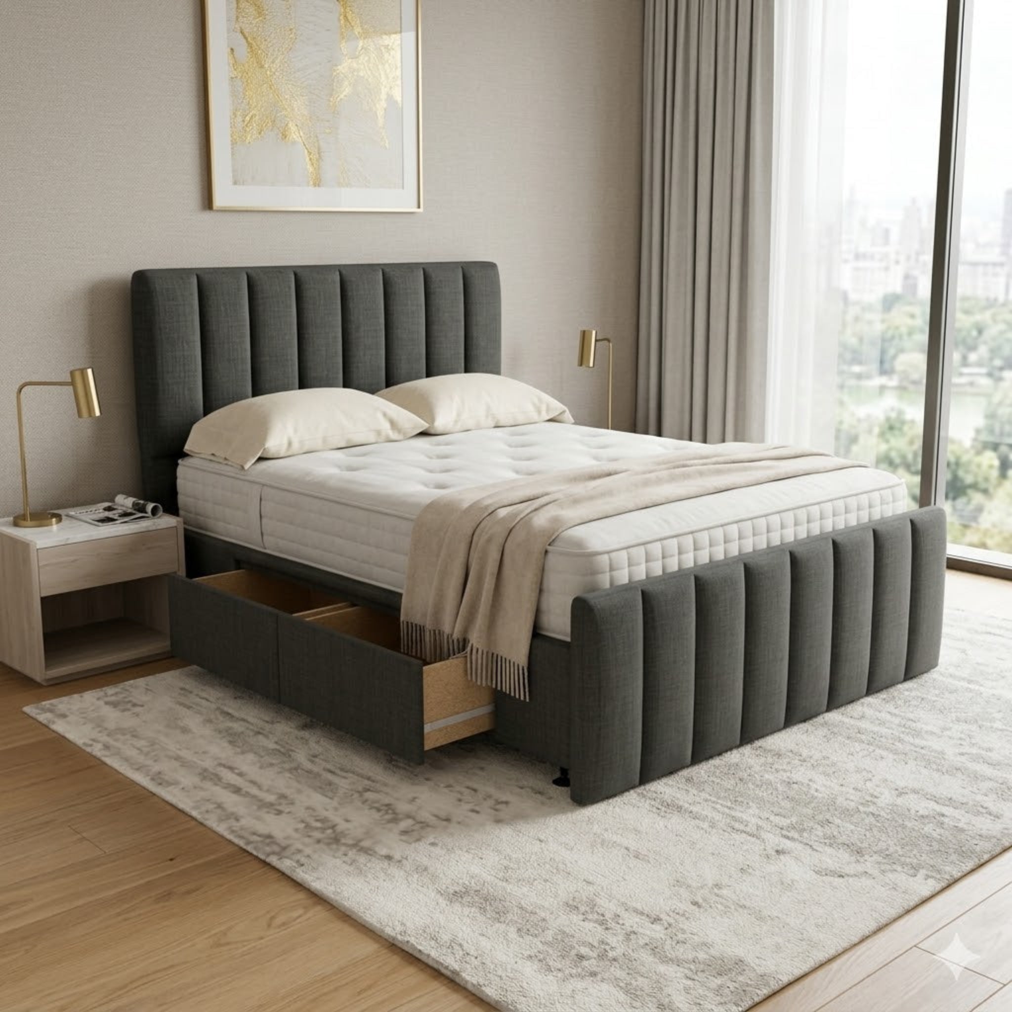NZ Made Wave Plus Bed Frame With Drawers