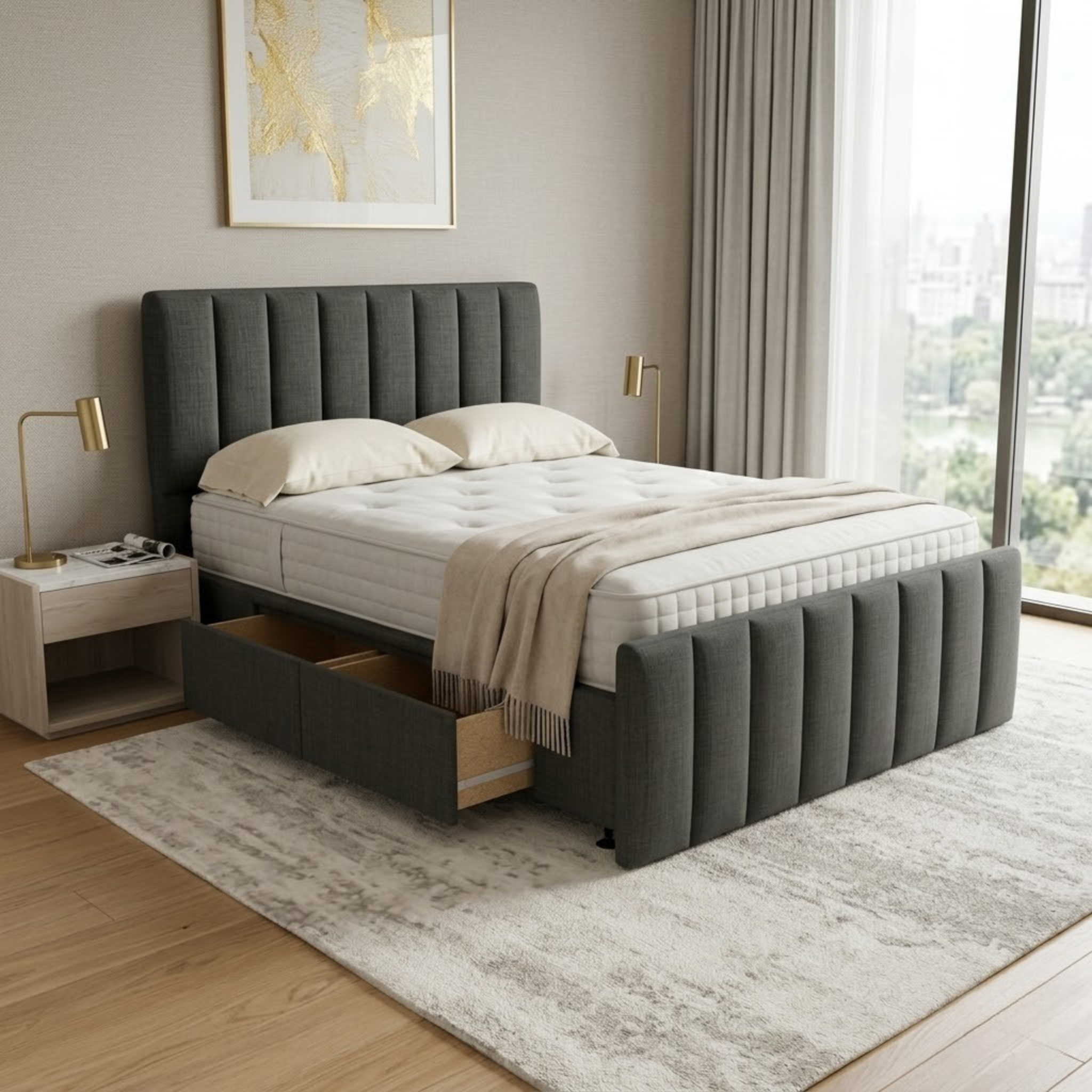 NZ Made Wave Plus Bed Frame With Drawers
