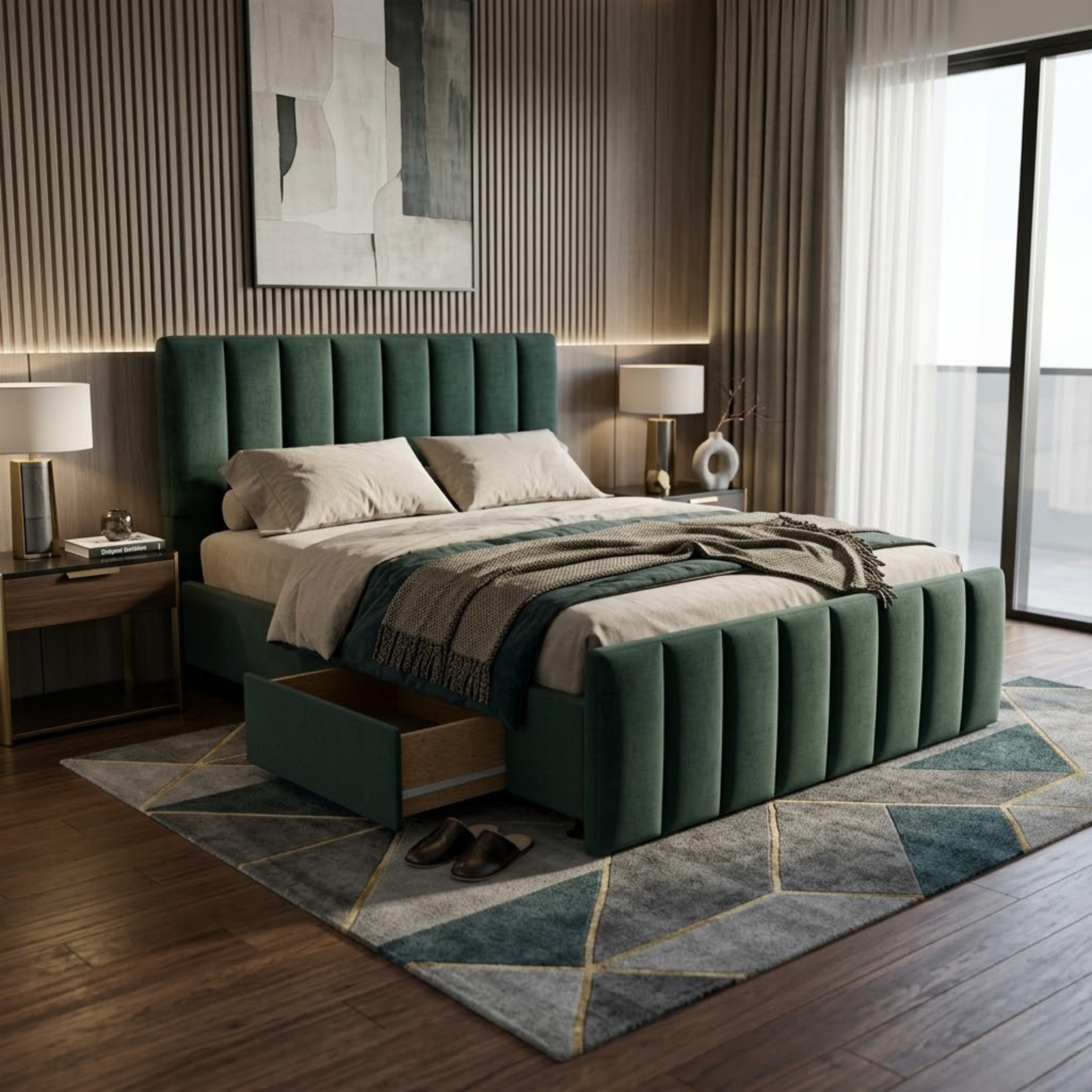 NZ Made Wave Plus Bed Frame With Drawers
