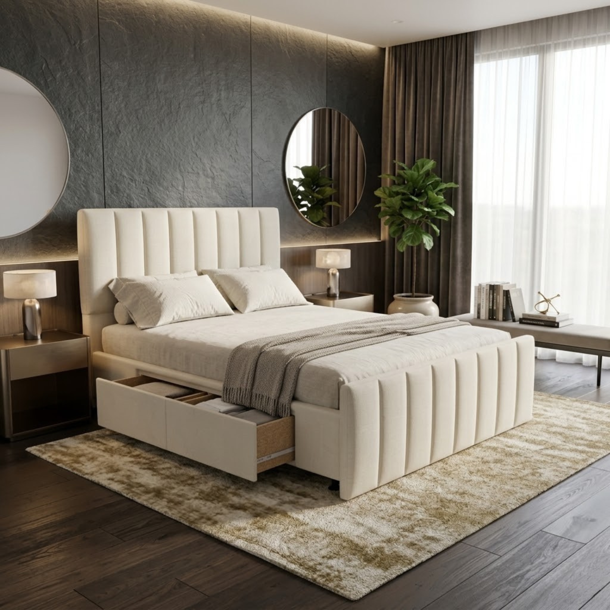 NZ Made Wave Plus Bed Frame With Drawers