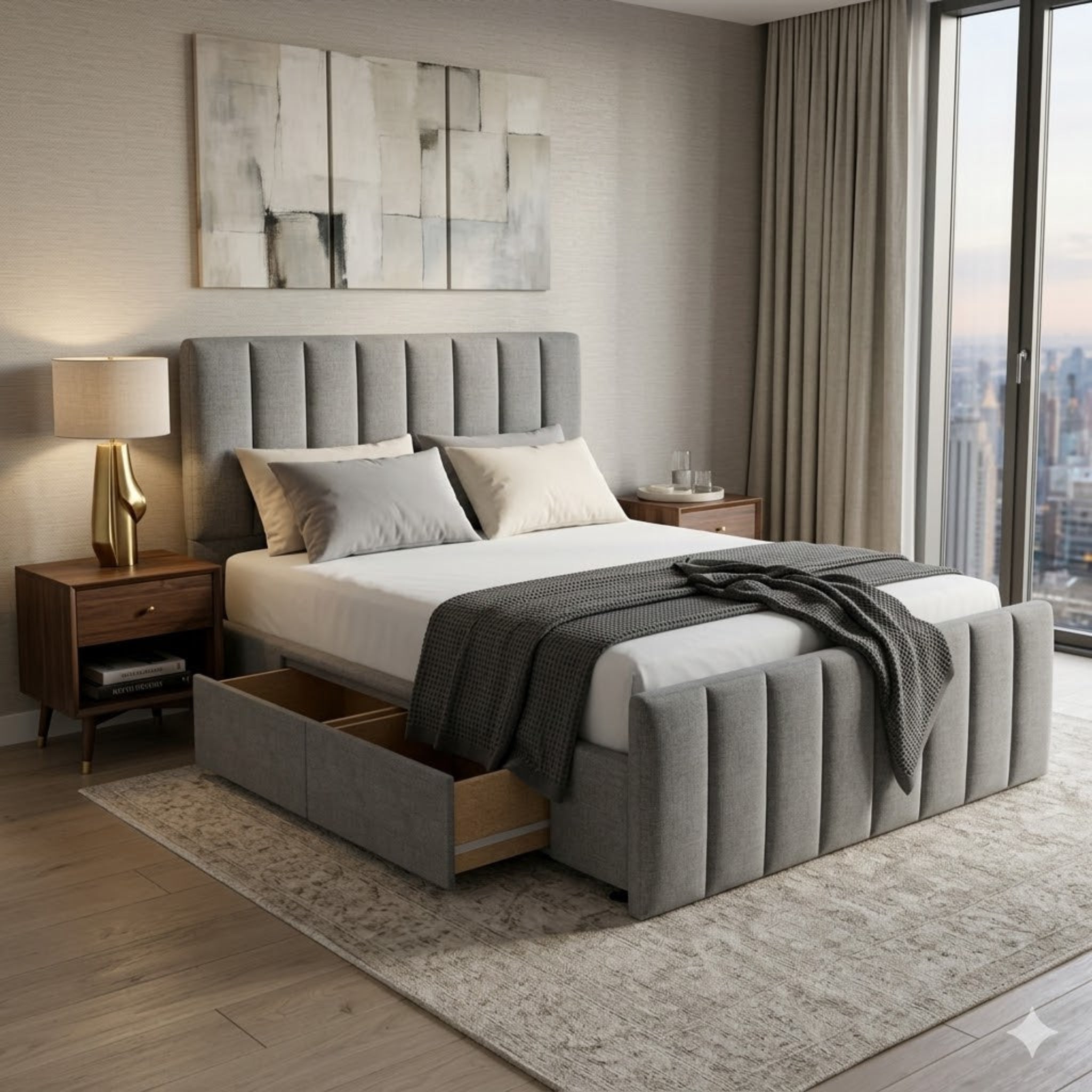 NZ Made Wave Plus Bed Frame With Drawers