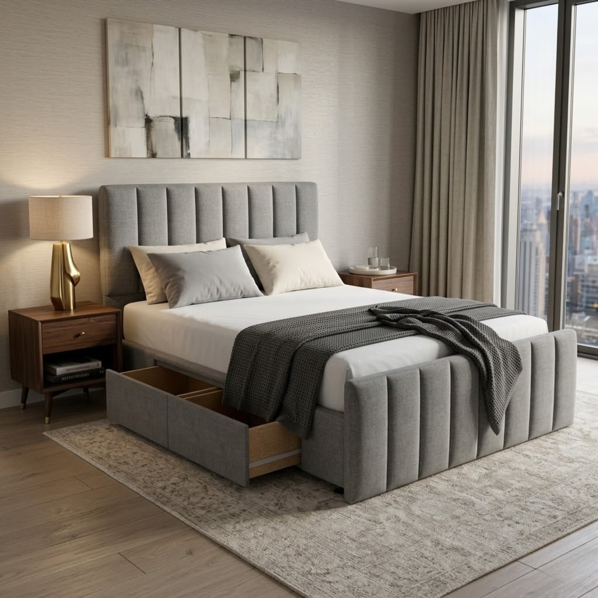 NZ Made Wave Plus Bed Frame With Drawers