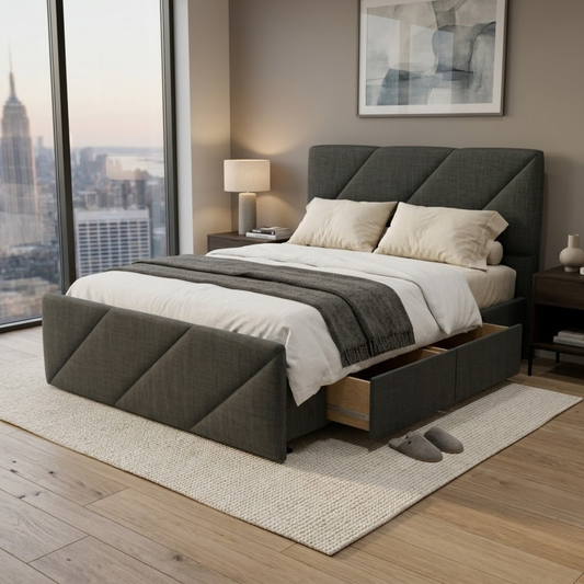 NZ Made Zest Bed Frame With Drawers - alternate view