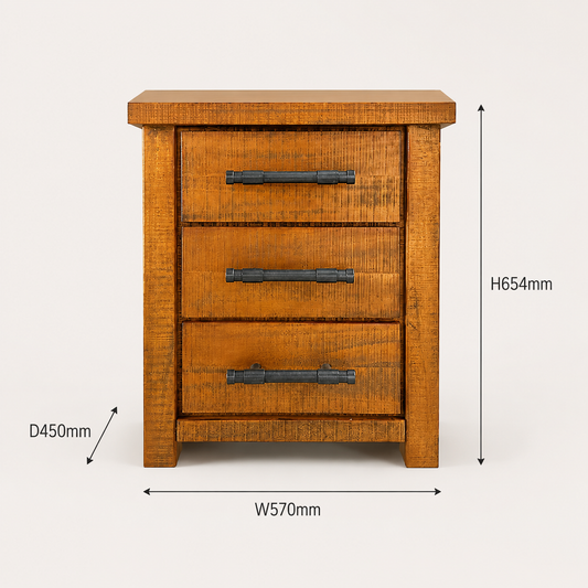 Oakwood 3 Drw Bedside - alternate view