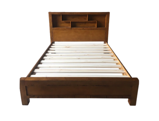 Oakwood Queen Size Bed With Bookcase