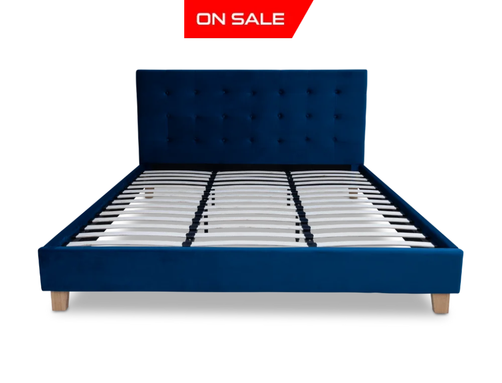 Prestige Bed Frame Velvet Navy Blue