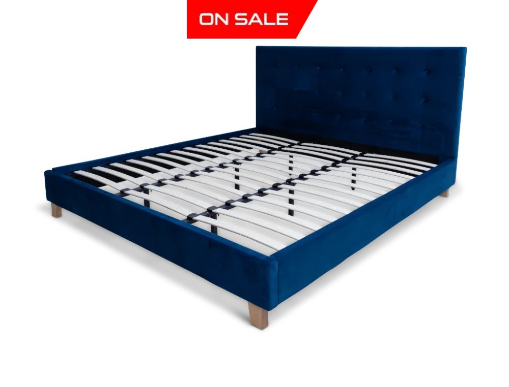 Prestige Bed Frame Velvet Navy Blue