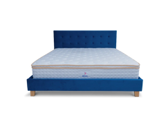 Prestige Bed Frame Velvet Navy Blue + Bliss Euro Top  Pocket Spring Mattress