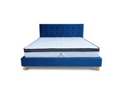 Prestige Bed Frame Velvet Navy Blue + OptiNap Euro Top Pocket Spring Mattress