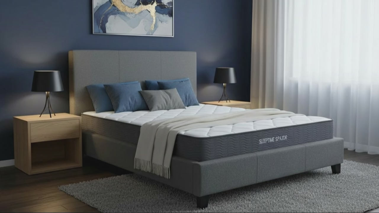 Sleeptime  Bed Frame Linen Grey + Sleeptime Spazor Pocket Spring Mattress