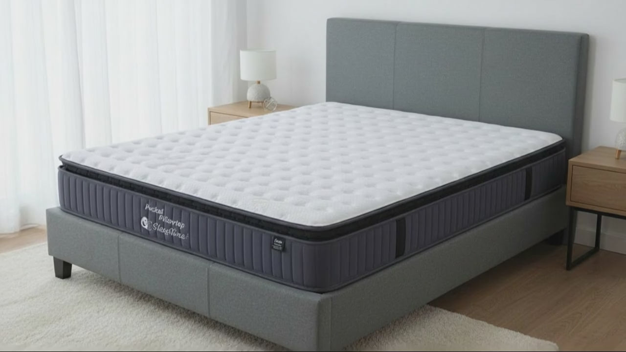 Sleeptime  Bed Frame Linen Grey + SleepTime Pocket Pillowtop Mattress