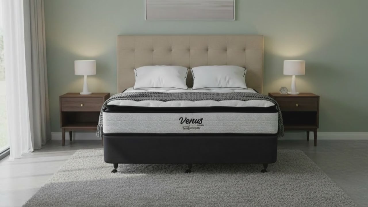 NZ Made Duracast Hotel Bed Base with Casters+ Venus Medium Mattress