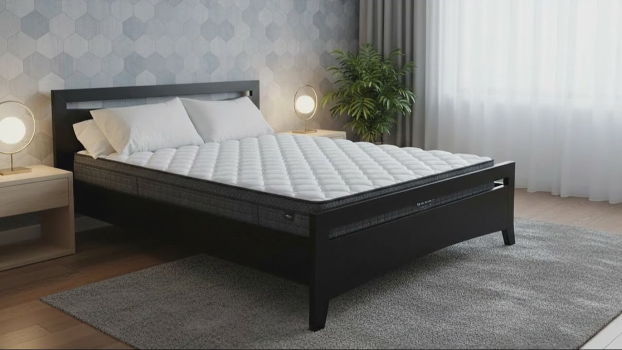 Henley Bed Frame Black + SleepTime Medium Mattress Queen