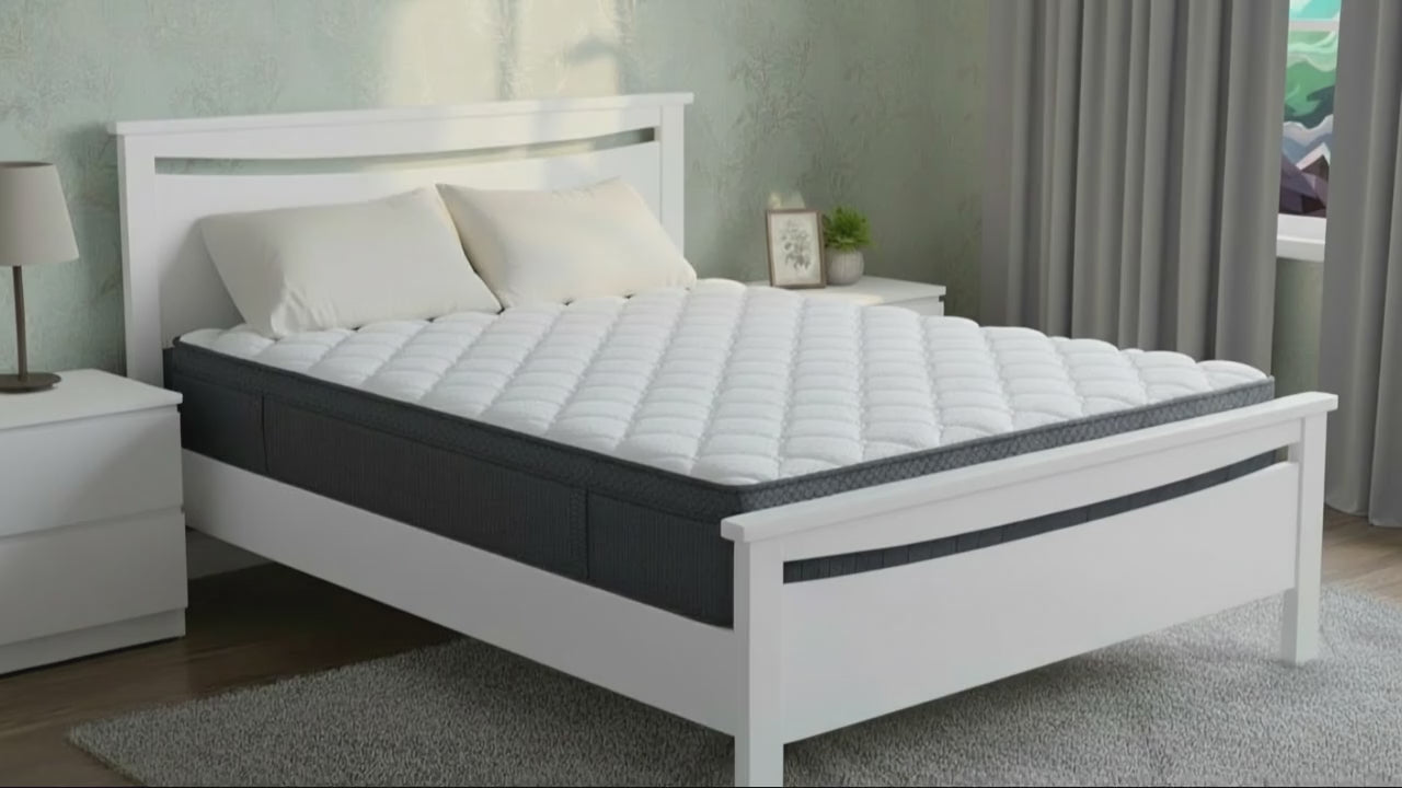 Medallion Bed Frame (White) +SleepTime Medium Mattress Queen