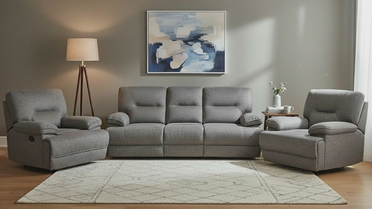 Maryland Fabric Recliner Power Suite With USB (DARK GREY)