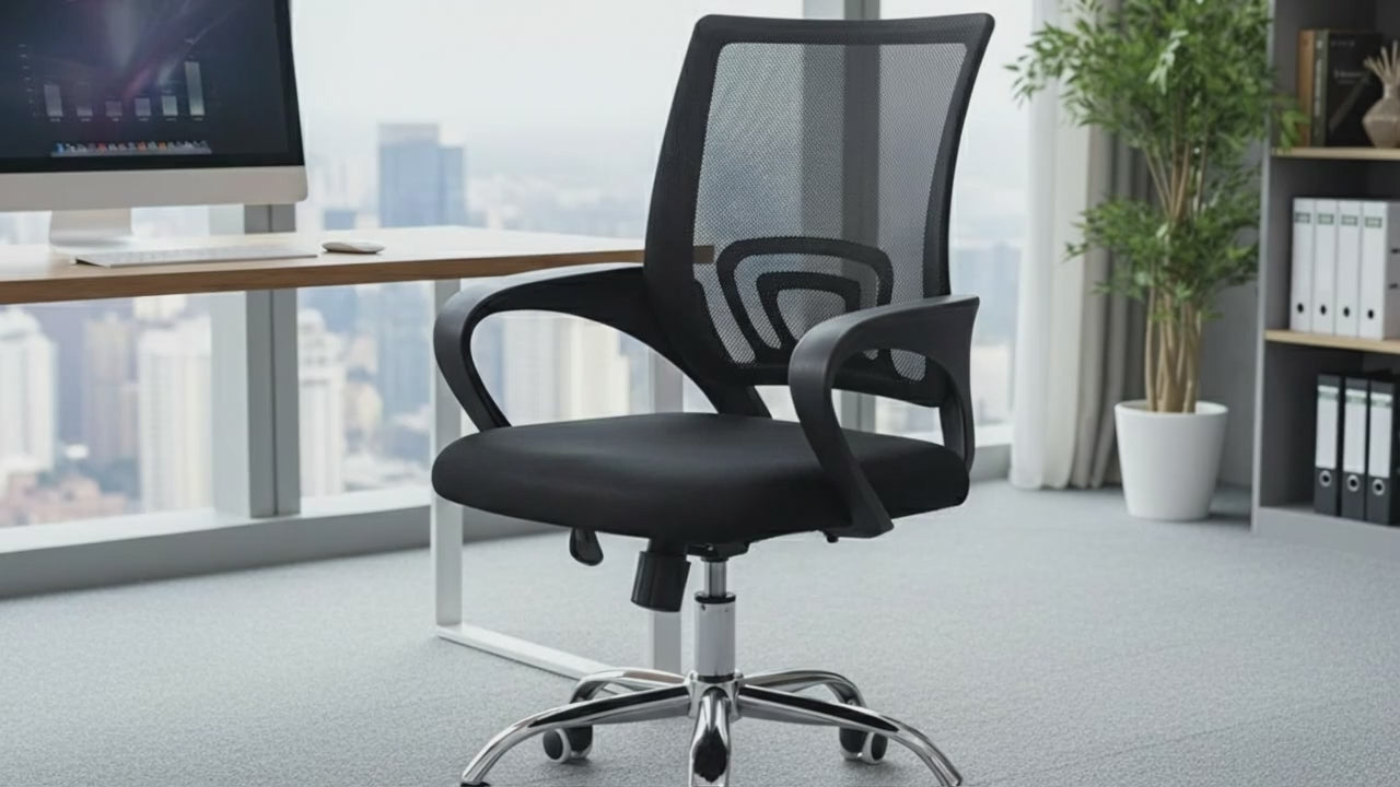 Rory Office Chair Black with Medium Back