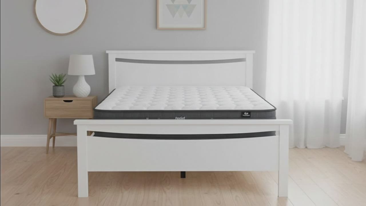 Medallion Bed Frame (White) +Sleeptime Pocket  Pillow Top Mattress