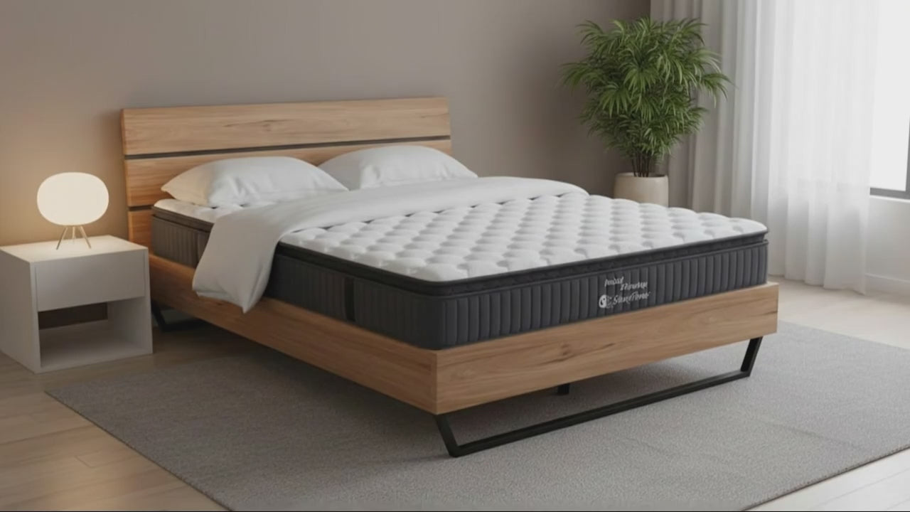 GrainCraft Bed Frame + Sleeptime Pocket Pillowtop Mattress Queen