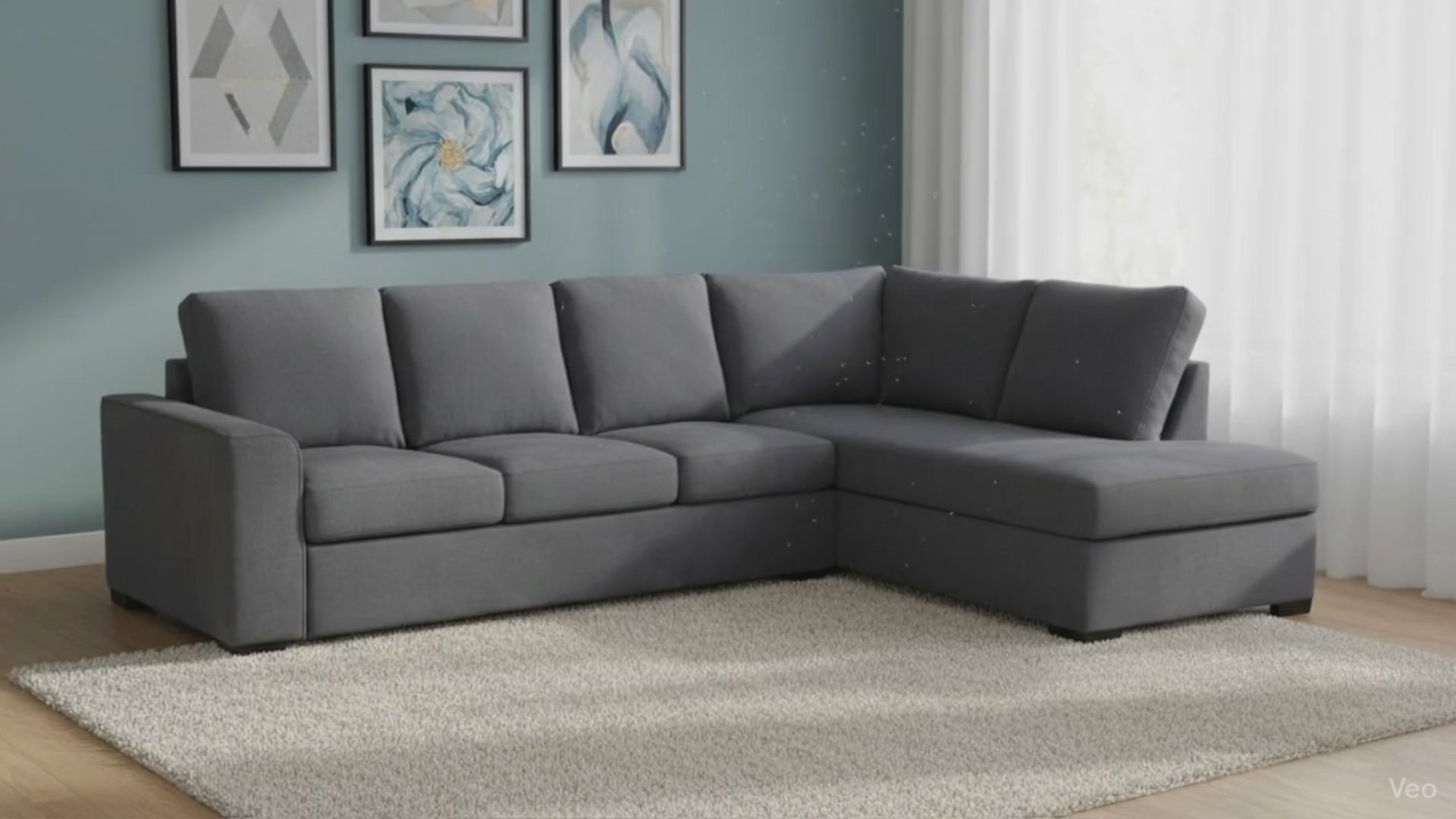 LYRA 3STR/SOFA BED With CHAISE (RHF/LHF)-DARK GREY(2PC)