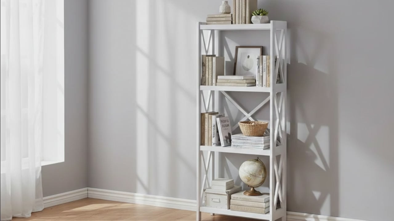 Dixon Bookcase White - 1230x400x300MM