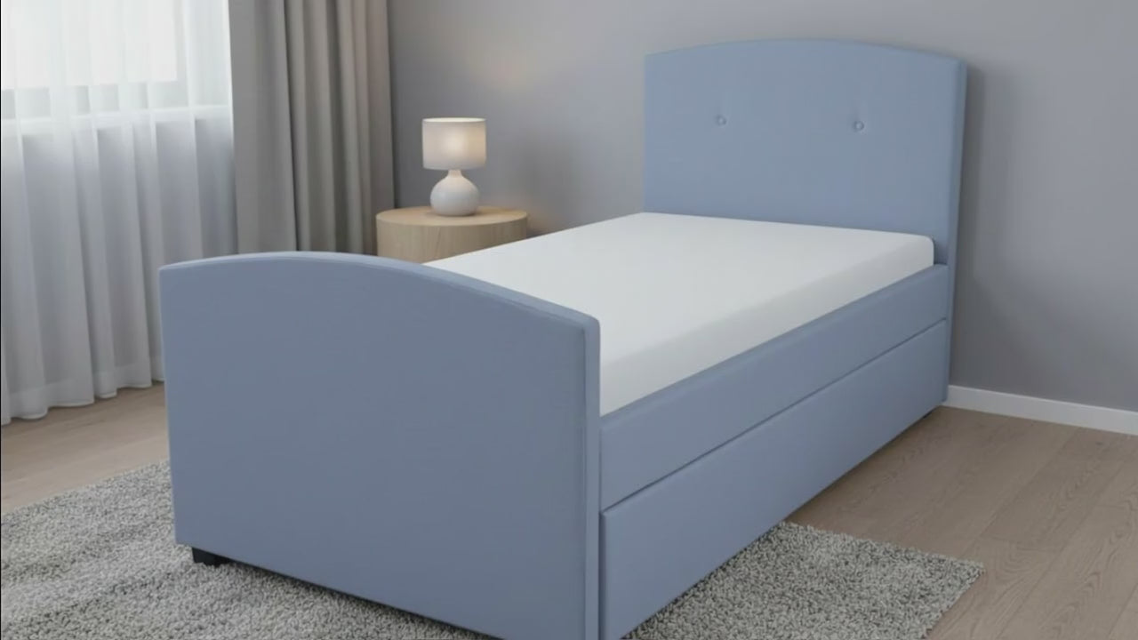 DriftEase Single Trundler Bed Frame Linen Grey