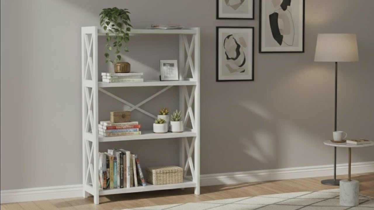 Dixon Bookcase White - 1230x800x300MM