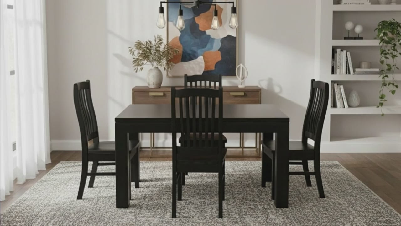 Solid Wood Dining Suite Black