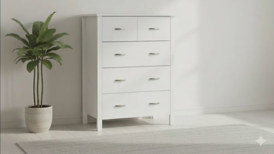 Medallion 5 Drw Tallboy (White) - alternate view
