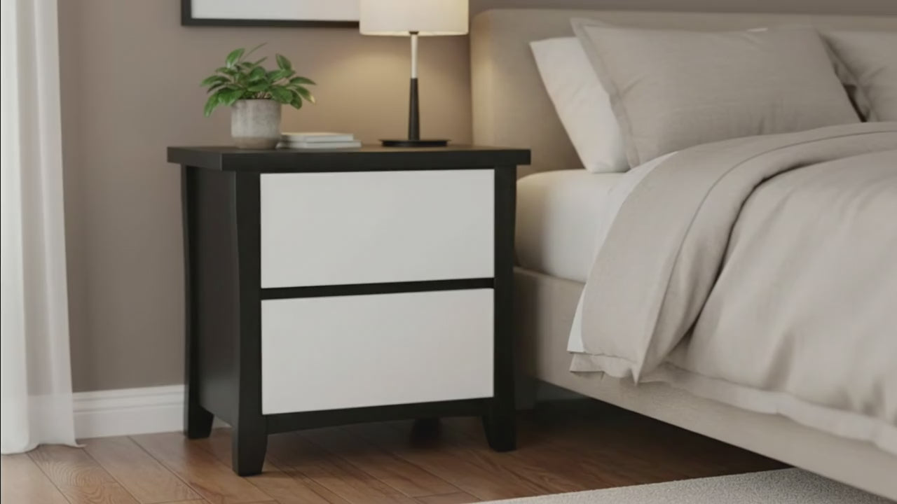 Maverick 2 Drw Bed Sider (Black/White)