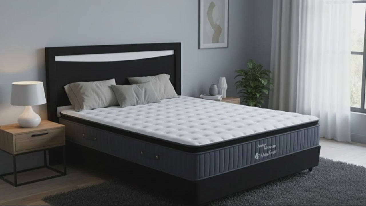 Flexi Bed Base in a Box-Black Velvet+ SleepTime Pocket Pillowtop Mattress
