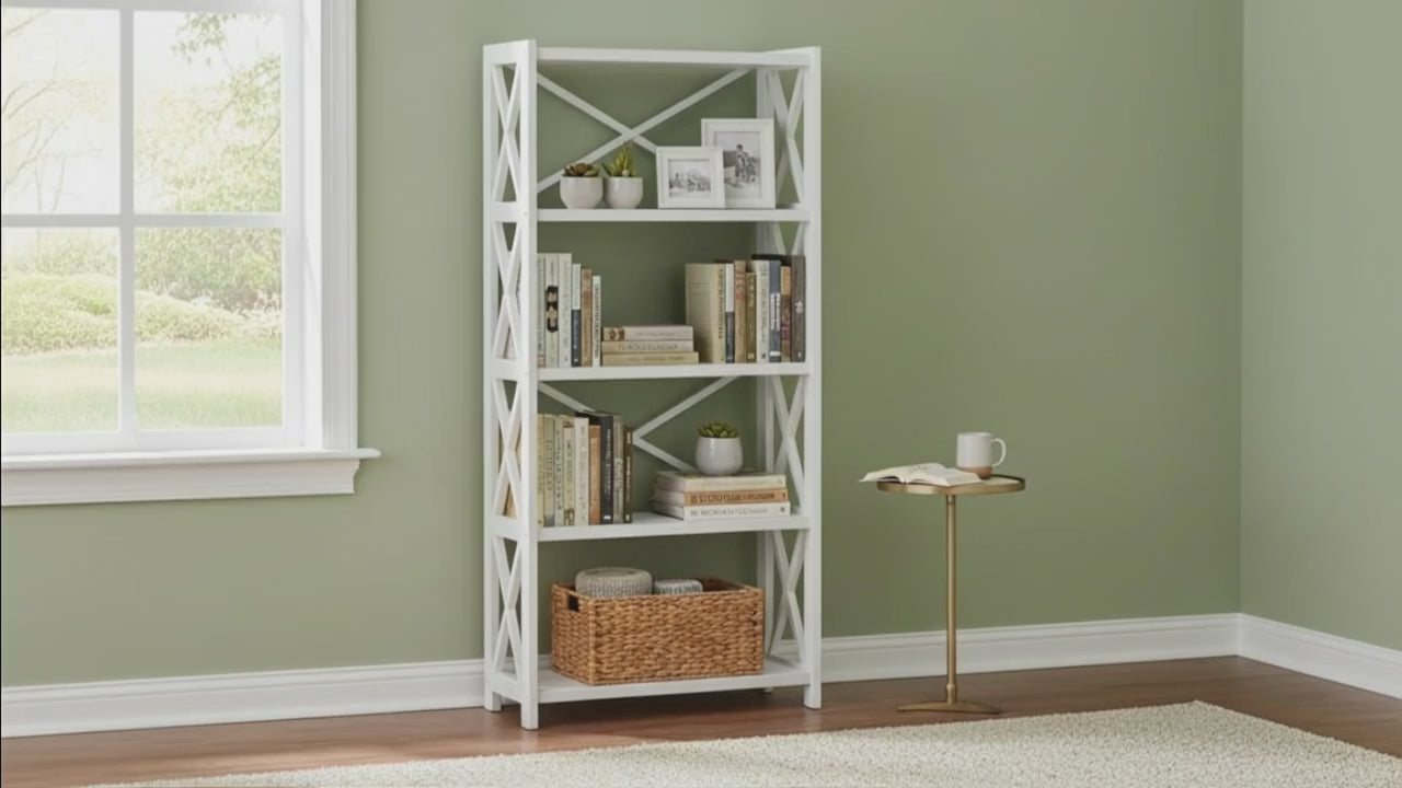 Dixon Bookcase White - 1605x800x300MM