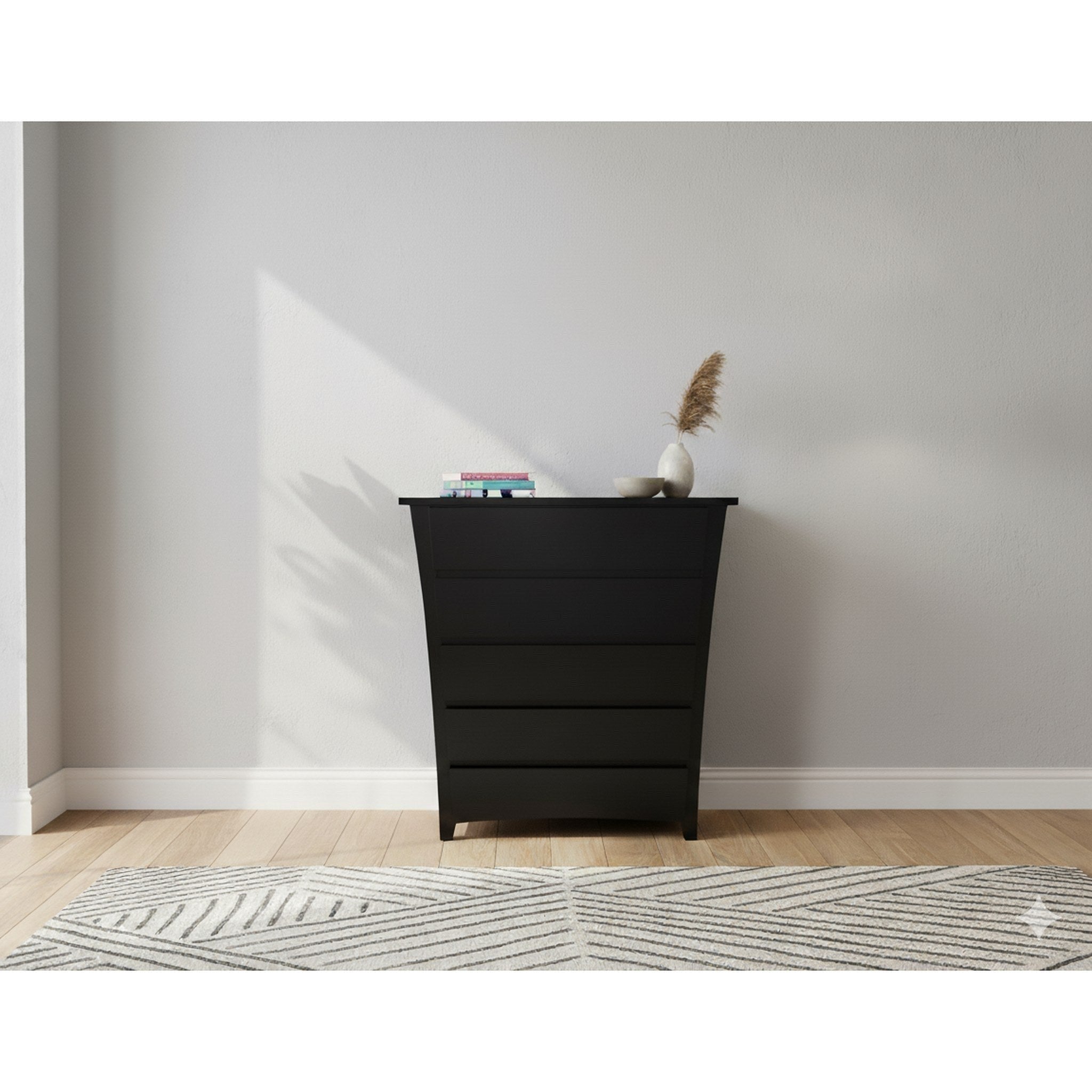 Henley 5 Drw Tallboy Black - Side View | Furniture World NZ