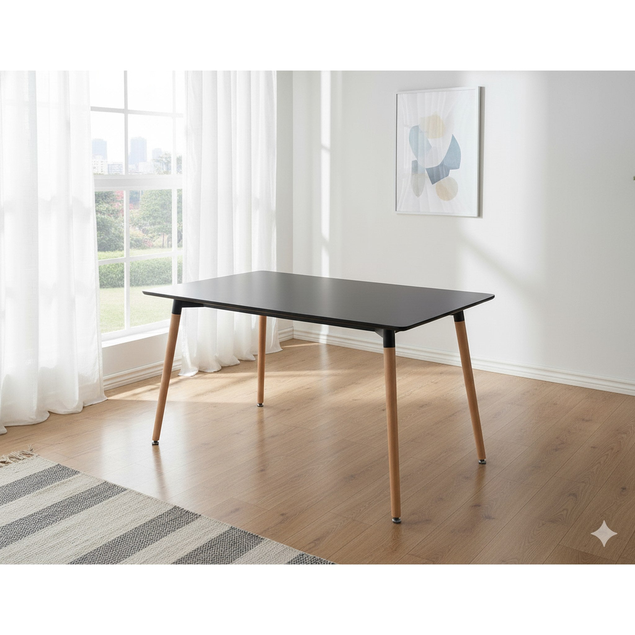 Thrifty 1.2M Dining Table Black - Side View | Furniture World NZ