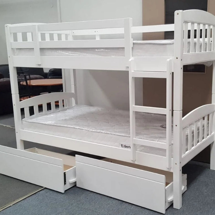 Bella Bunk (S+S) White With 2 Bottom Drws