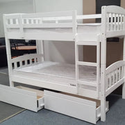 Bella Bunk (S+S) White With 2 Bottom Drws