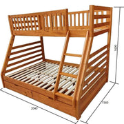 Bella Bunk (S+D) Warm Honey With 2 Bottom Drws ( with Mattress) | Furniture World Auckland