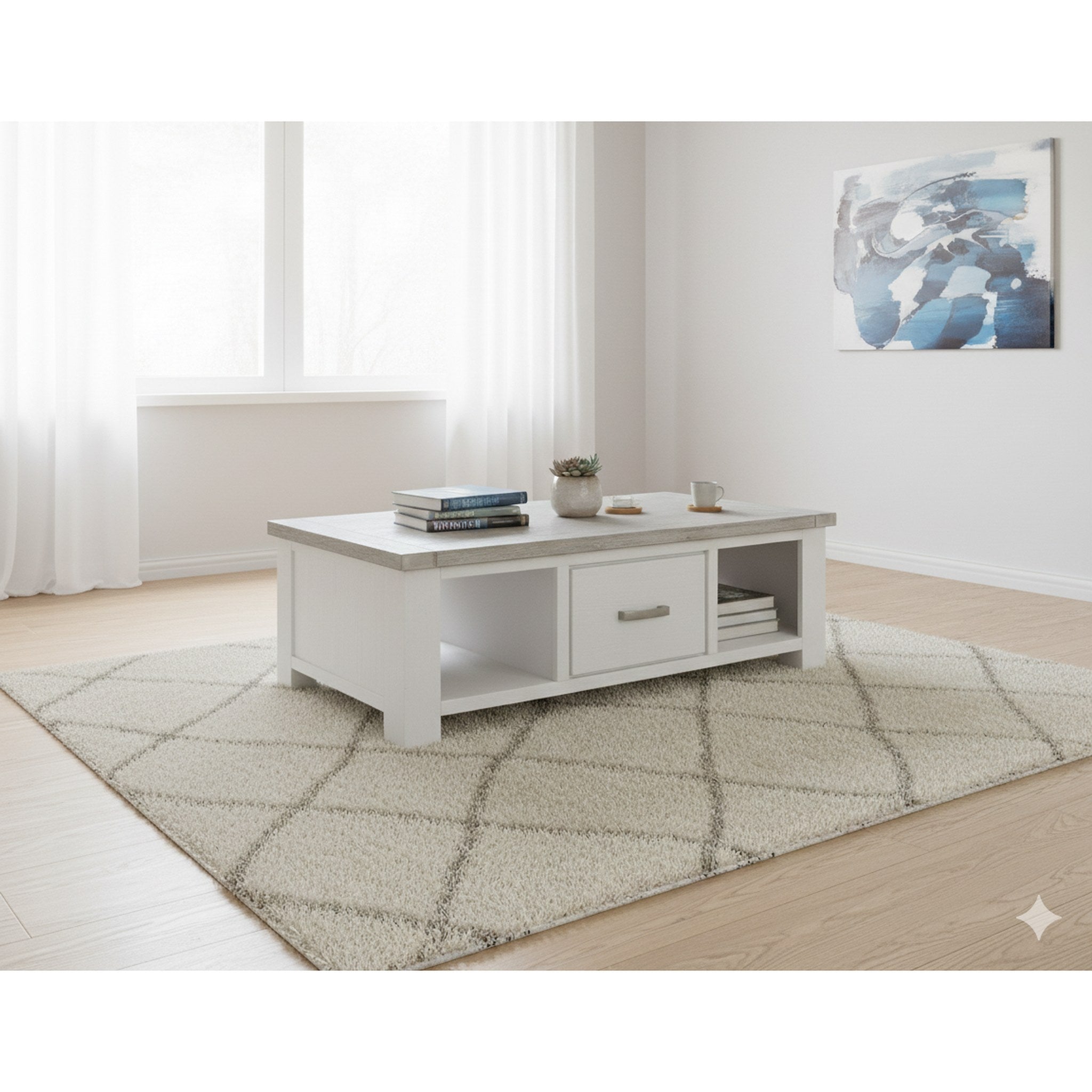 UrbanNest Coffe Table With Drawers - Side View | Furniture World NZ
