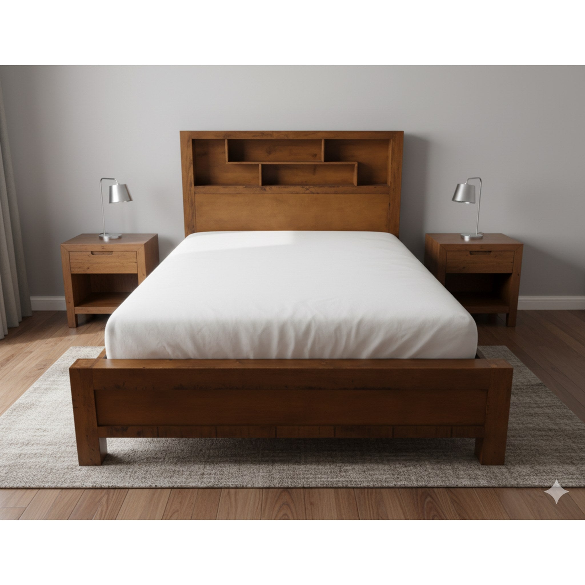 Oakwood Bed with Bookcase - Side View | Furniture World NZ
