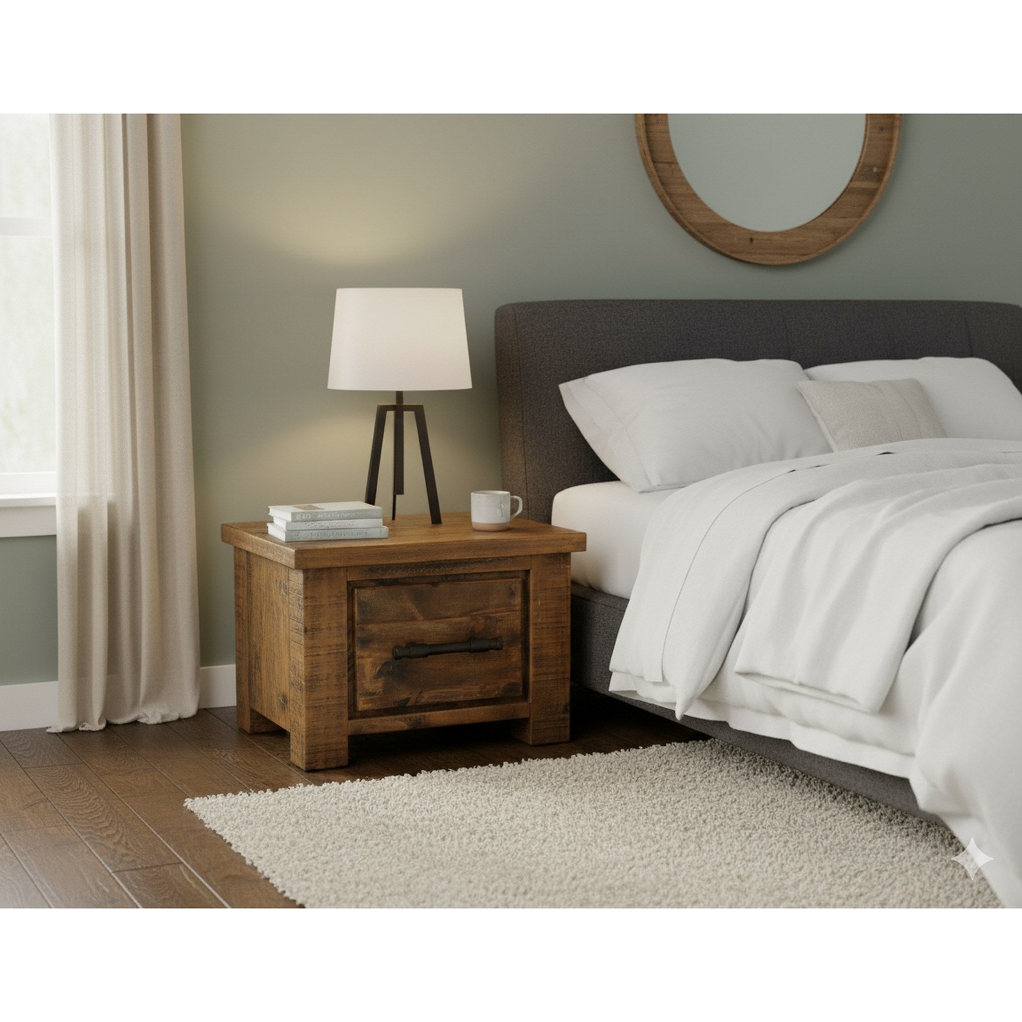 Oakwood Lamp Table - Side View | Furniture World NZ