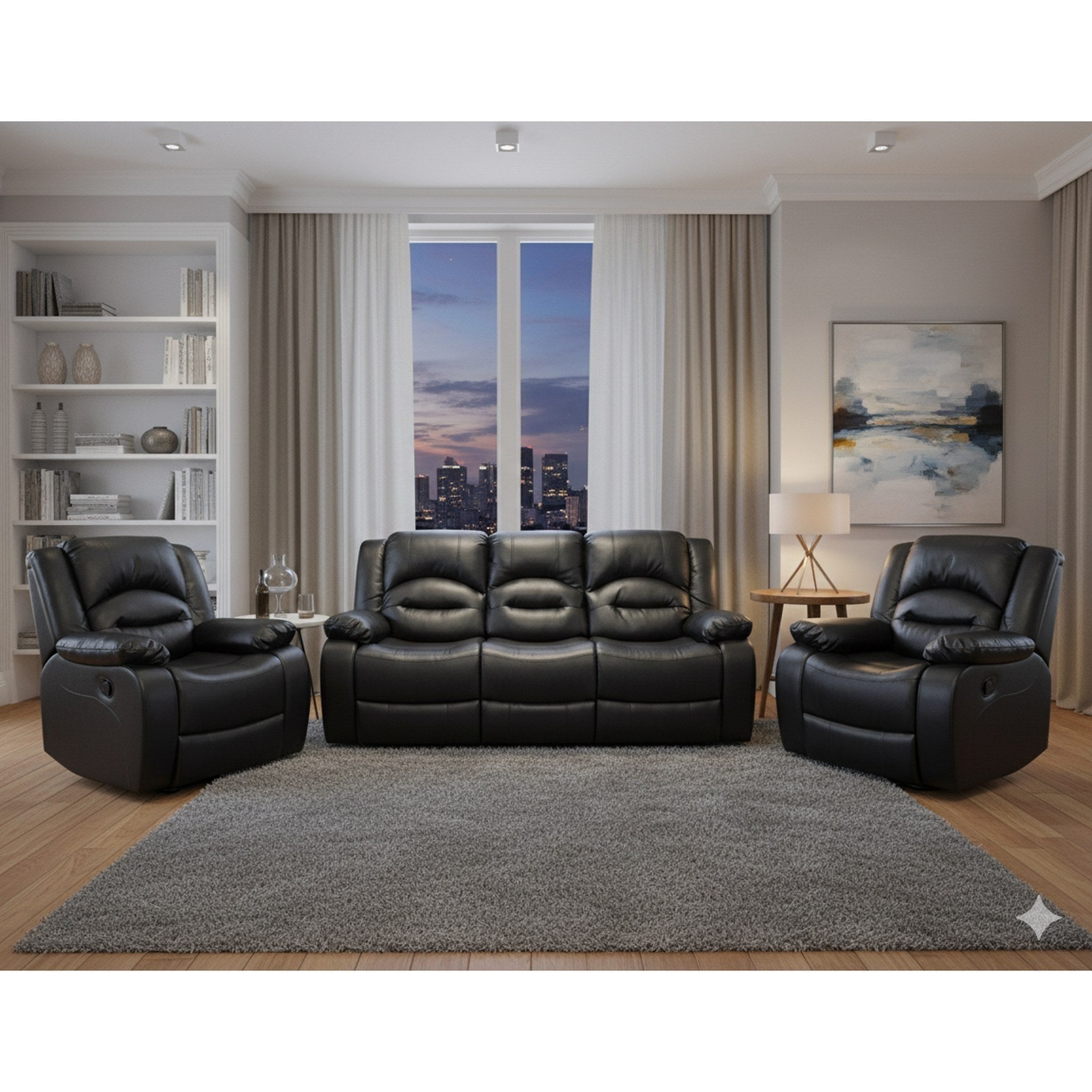 Heaven Recliner Suite Black - Side View | Furniture World NZ