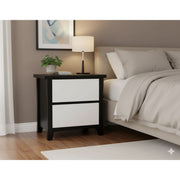 Maverick 2 Drw Bed Sider (Black/White) - Side View | Furniture World NZ