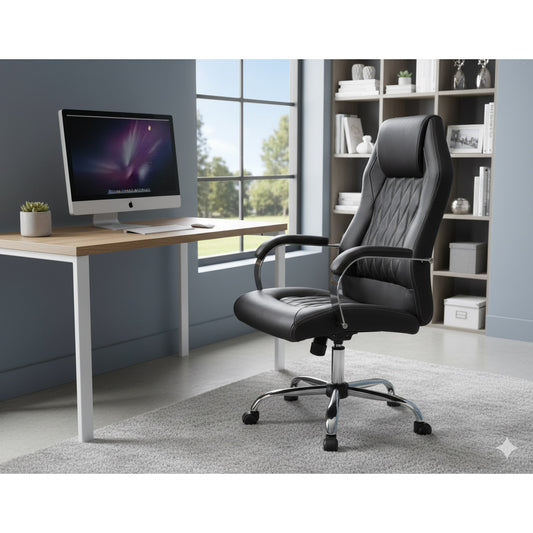 Robin Office Chair Black with White Stitching