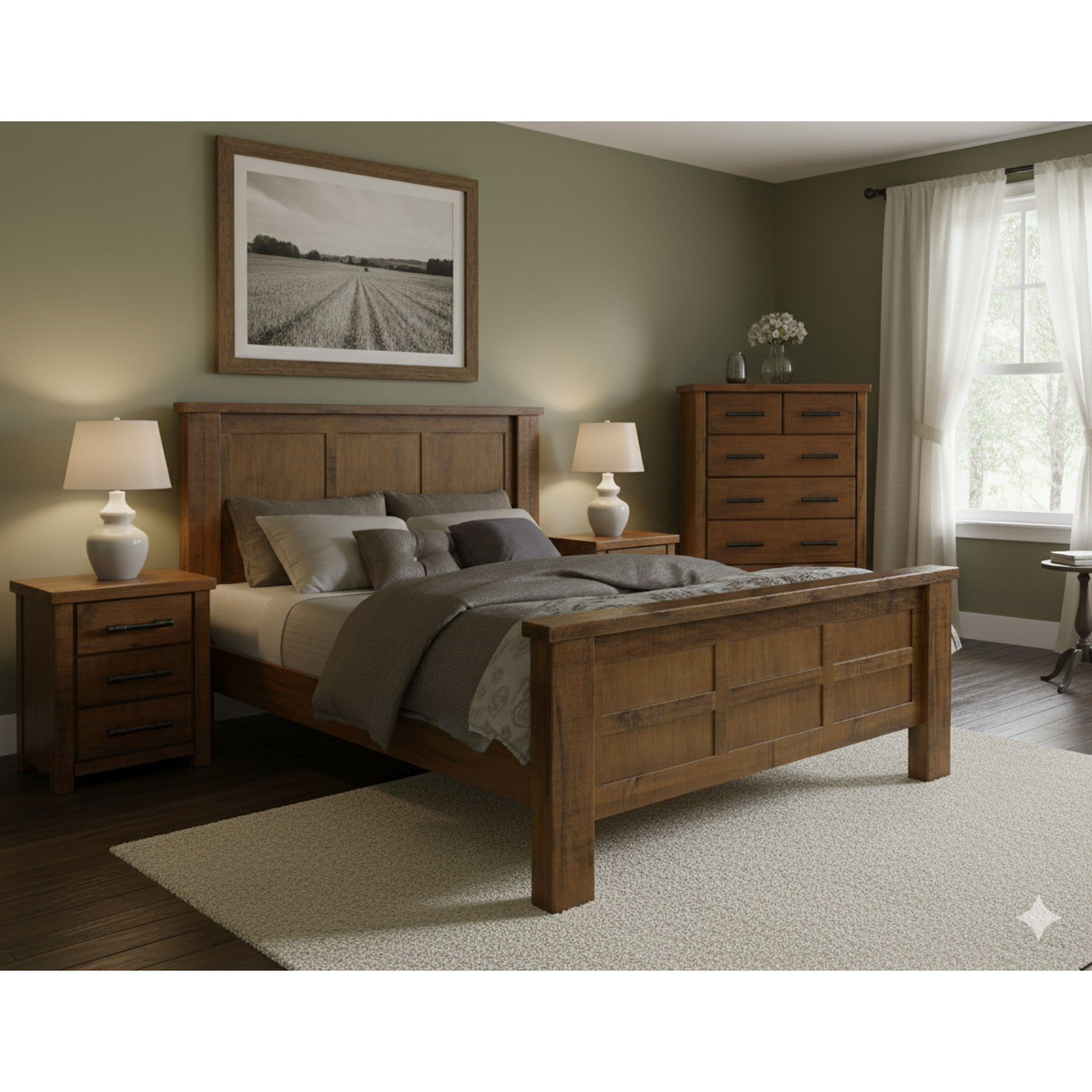 Oakwood 5 Pcs Bedroom Suite - Side View | Furniture World NZ
