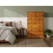 TRIO 8 Drw Tallboy Honey - Side View | Furniture World NZ
