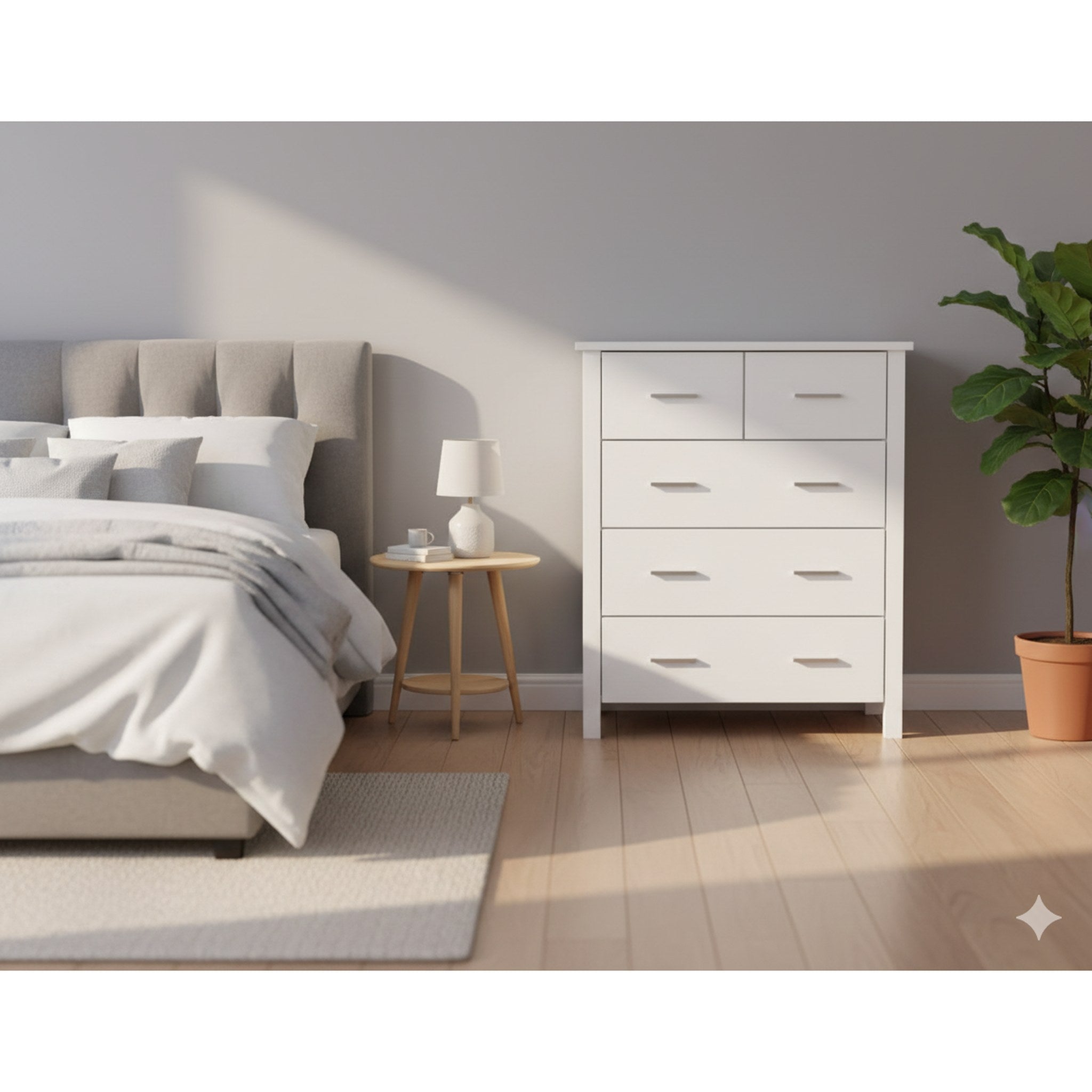 Bella 5 Drw Tallboy White - Image 6 | Furniture World NZ