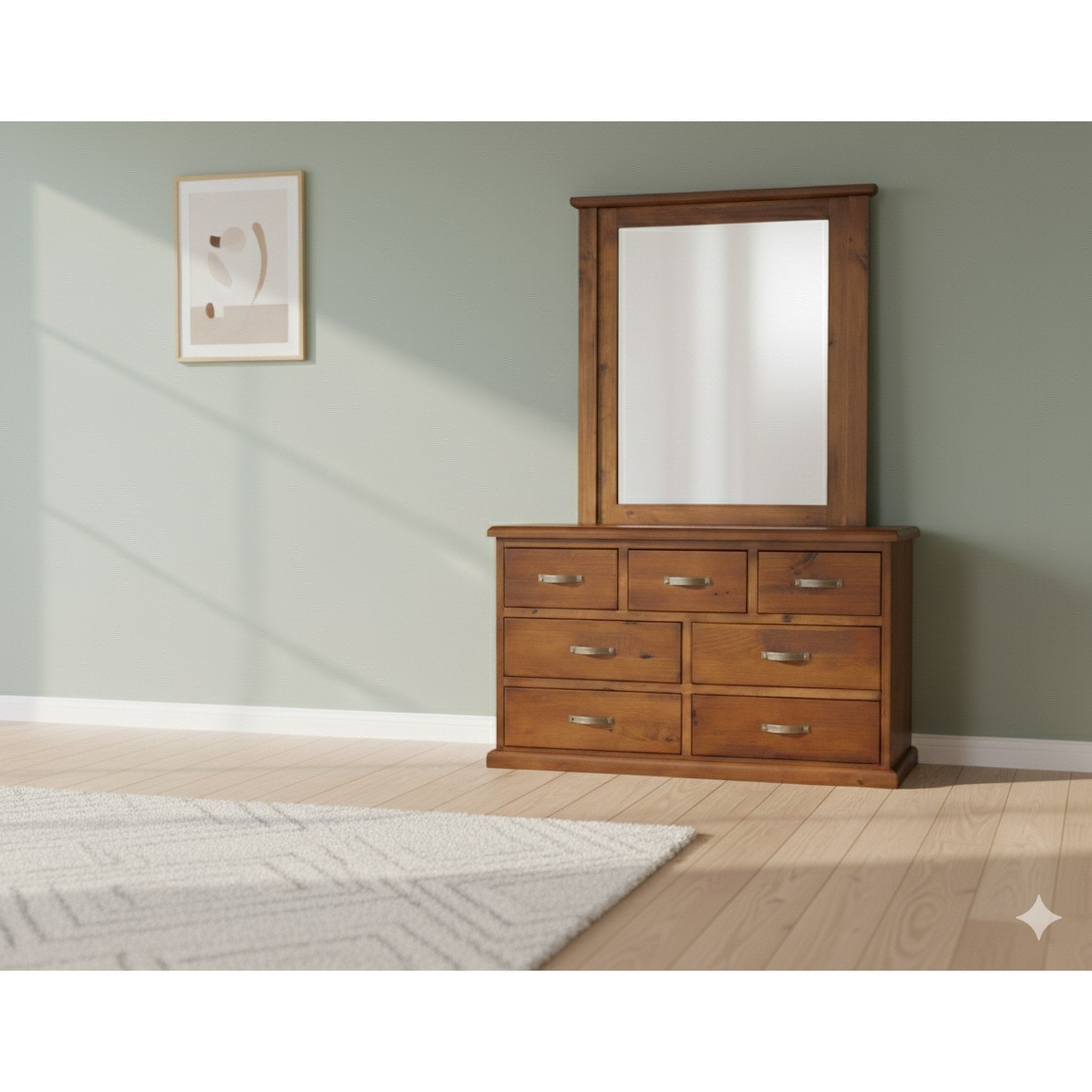 Edison 7-Drawer Dresser / Mirror - Side View | Furniture World NZ
