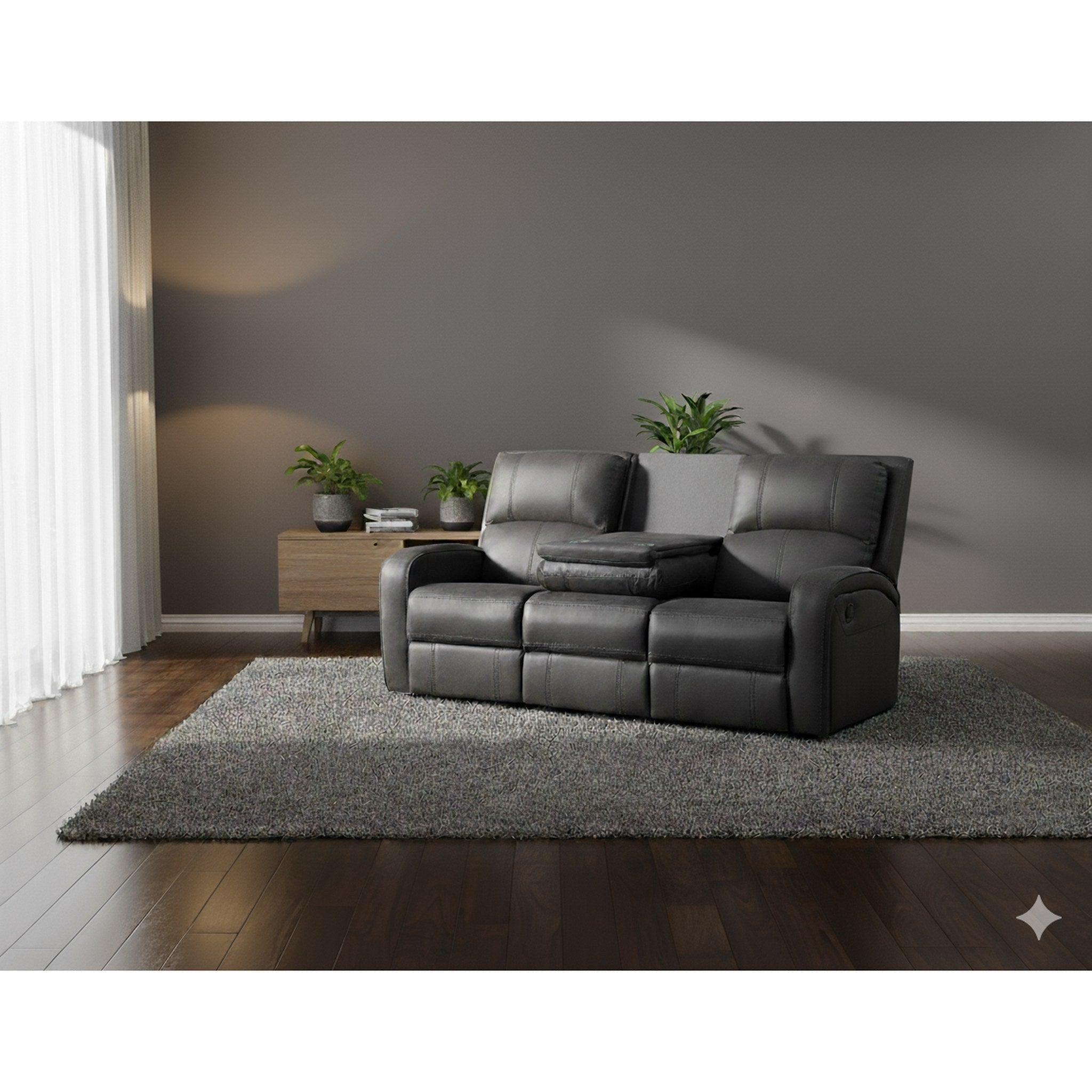 Elite Comfort  3 Seater Recliner with Drop Down Tray - Side View | Furniture World NZ