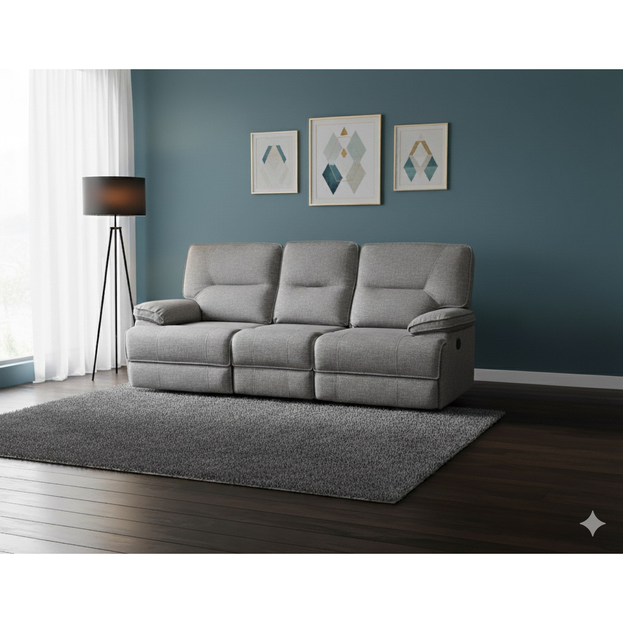 MARYLAND FABRIC 3RR Recliner Power with USB - Side View | Furniture World NZ