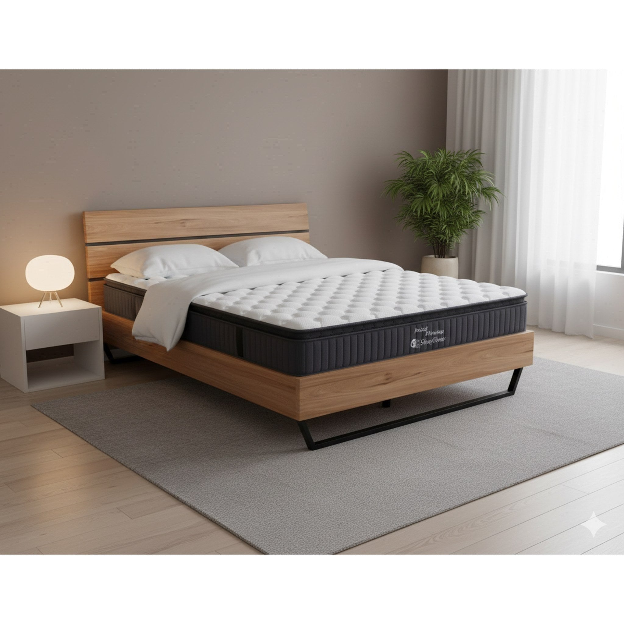 GrainCraft Bed Frame + Sleeptime Pocket Pillowtop Mattress Queen
