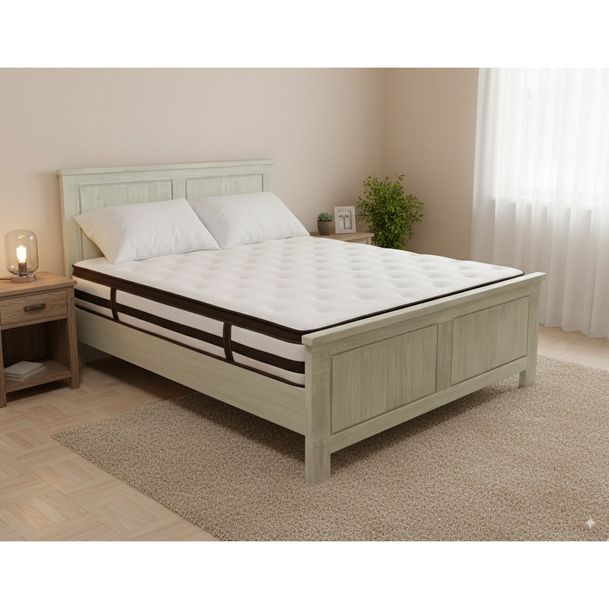 Signature Bed Frame + Fiona Plush Mattress - Side View | Furniture World NZ